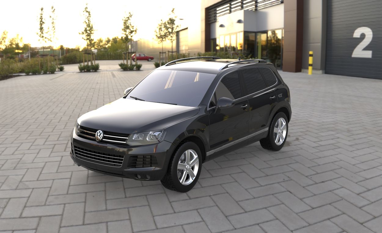 3D визуализация Volkswagen Touareg 2010-2018 Оригинальные рейлинги 2 шт из нержавейки V2 фото 72°