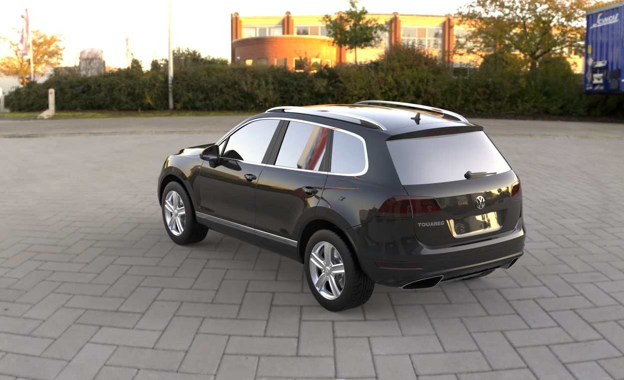 3D визуализация Volkswagen Touareg 2010-2018 Оригинальные рейлинги 2 шт из нержавейки V2 фото 180°