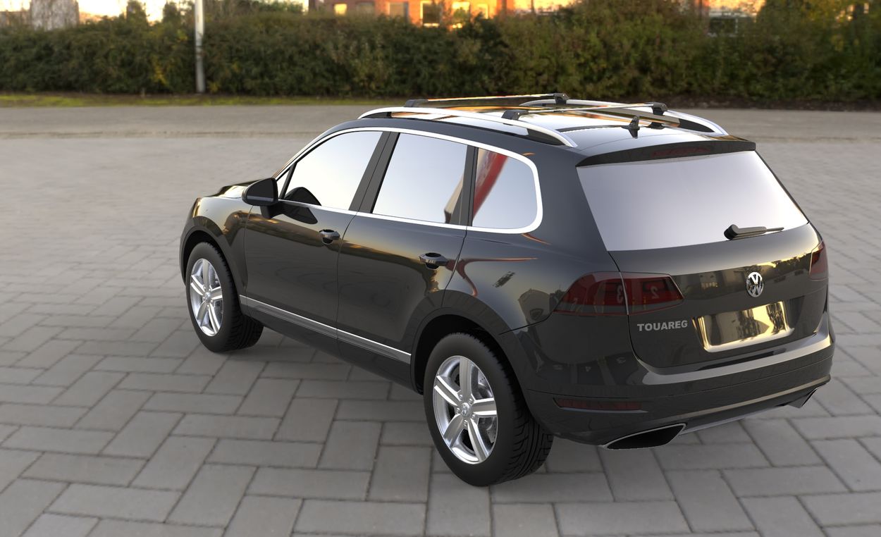 3D визуализация Ford Ranger 2012↗ Поперечный багажник на рейлинги под ключ фото 0°