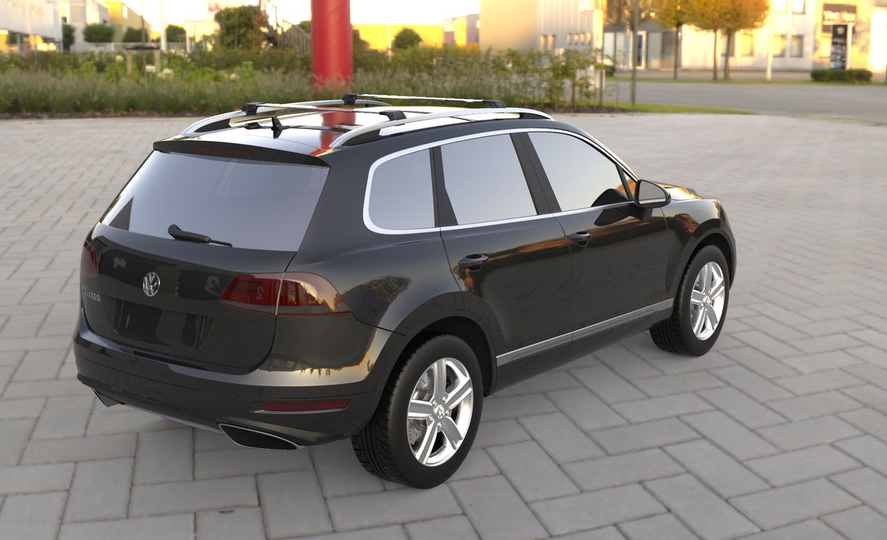 3D визуализация Ford Ranger 2012↗ Поперечный багажник на рейлинги под ключ фото 72°